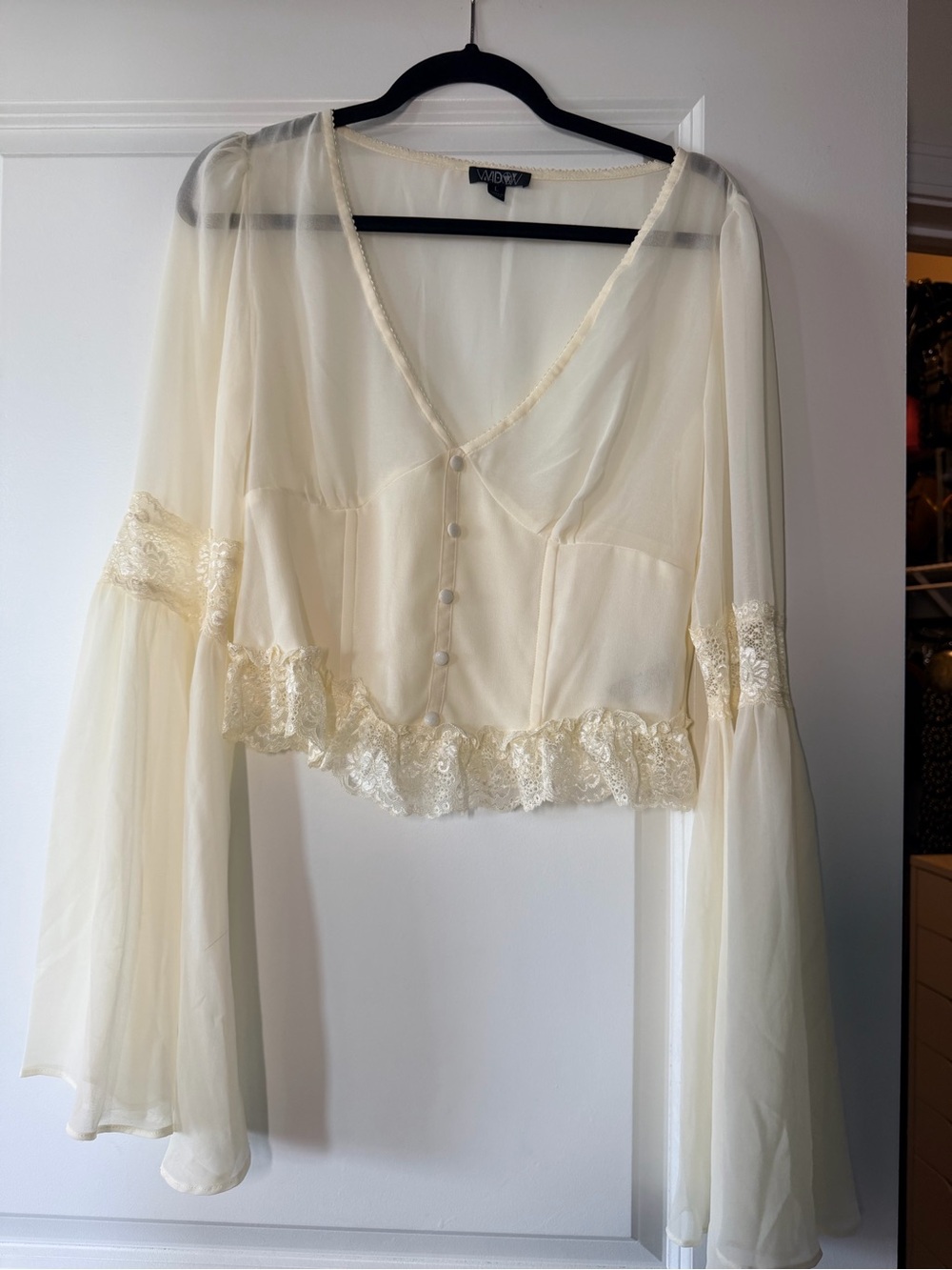Widow Sheer Bell Sleeve Blouse